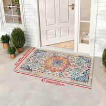 1pc Vintage Bohemian Outdoor Camping - Washable, Floral Pattern, Rectangular Shape, Rubber Backing, Patio, RV Camping, And Picnic Decor, Camping Accessories - Black - View 5