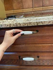 6 cái/bộ & 2 cái/bộ Tay nắm tủ họa tiết nứt cổ điển, Tay nắm ngăn kéo bằng gốm hợp kim kẽm, Tay nắm hình chữ nhật dài, Tay nắm đồ nội thất cao cấp - Thích hợp cho nhà bếp, tủ quần áo, phòng ăn, chống gỉ và chống ăn mòn - trắng - Xem 3