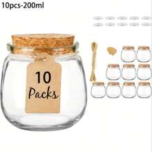 10/40 Stücke Gläser mit weichen Korkverschlüssen, 7oz/198,4g leere Kerzengläser für Kerzenzubehör, Joghurtbehälter mit PE Deckel, geeignet als Hochzeitsgeschenke, Geschenkgläser, Taufe, Süßigkeiten, Gewürze, mit Seilen, Etiketten