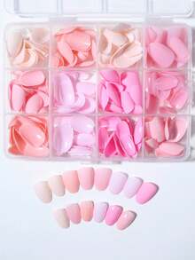 288pcs (12 Mixed Colors) Short Oval Matte Nude Macaron Candy Color Spring/Summer Medium-Long Almond Shape Acrylic Fake Nails With Storage Box - Multicolor - View 3