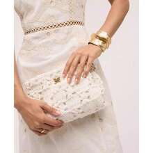 Layla Floral Raffia Shoulder Bag |  | Women Shoulder Bags - Eggshell - View 5