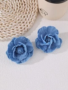 2pcs/4pcs Girls Blue Floral Hair Ties & Clips Set - Blue - View 6