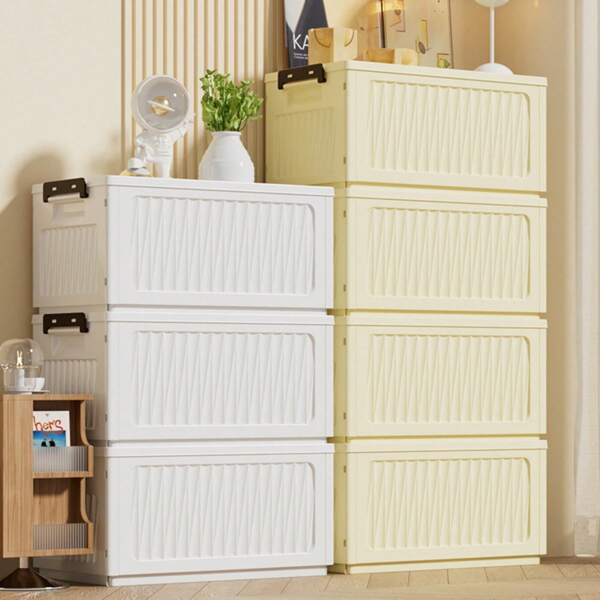 Foldable Plastic Storage Box, Folding Storage Bins With Lids, Stackable Storage Bins For Clothes, Household Folding Boxes, Storage Container For Outdoor Camping, Clothing, Toys, Snack Storage Boxes, Layered Compartment Drawer Organizer, Home And Office Collapsible Storage Organizer For Living Room, Bedroom, Office, Kitchen, Bathroom