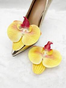 2pcs Colorful Lifelike 3D Orchid Flower Cluster Exaggerated Shoe Clips With Metal Clips, Removable Shoe/Clothing DIY Decorations