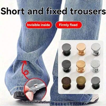 10/1pc Invisible Shortened By Clip Of Bottom Of Trouser Leg-Seamless Metal Non-Slip Bottom Buckle, Suitable For Pants And Bucket Hat-Easy Installation, Firmly Fixed, Multi-Color Optional,