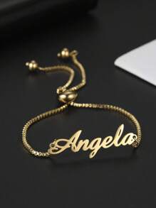 1PC Versatile And Beautiful Name Bracelet For Girl And Girls, Adjustable And Personalized Stainless Steel Fashion Jewelry, Family Gift-Gold Gold,Silver,Frosted Gold