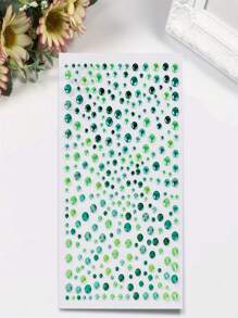 1 Foglio di 325 pezzi di cristalli imitazione sfumati in verde, adatti per trucco rapido, decorazione degli occhi e adesivi per unghie 3D, perfetti come gadget per feste