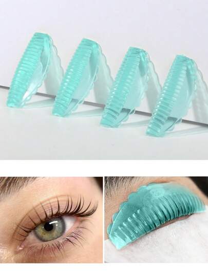 8 件/4 种尺寸自粘睫毛垫，睫毛烫发棒，无胶睫毛提升罩，可重复使用柔软 J&L&B&D 卷发化妆美容工具绿色