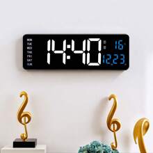 1pc 16-Inch Multi-Function Electronic Wall Clock, Adjustable Color; Remote Control; Countdown/Chronograph; Displays Time, Date, Temperature, Day Of Week; Dual-Color Day Display For Better Clarity Gifts Birthday Graduation School Decor School Surprise Dormitory Decor Back To School