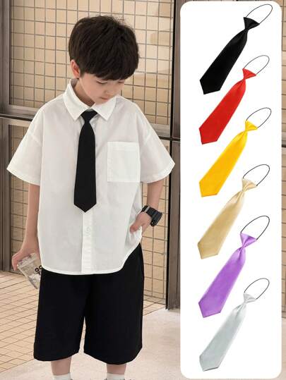 1pc A Boy And Girl Gentleman Fashion Student Knot Free Performance Tie Suitable For Formal Occasions, Parties And Gatherings