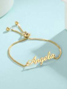 1PC Versatile And Beautiful Name Bracelet For Girl And Girls, Adjustable And Personalized Stainless Steel Fashion Jewelry, Family Gift-Gold Gold,Silver,Frosted Gold