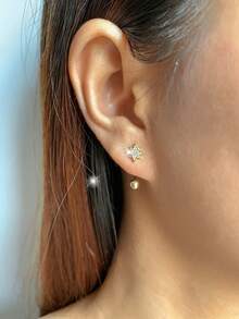 4pcs S925 Sterling Silver Star Stud Earrings With 2pcs Accessories And 2pcs Earring Backs, Multiple Wearing Styles For All Seasons, Great Gift For Lovers And Friends, Random Box Style