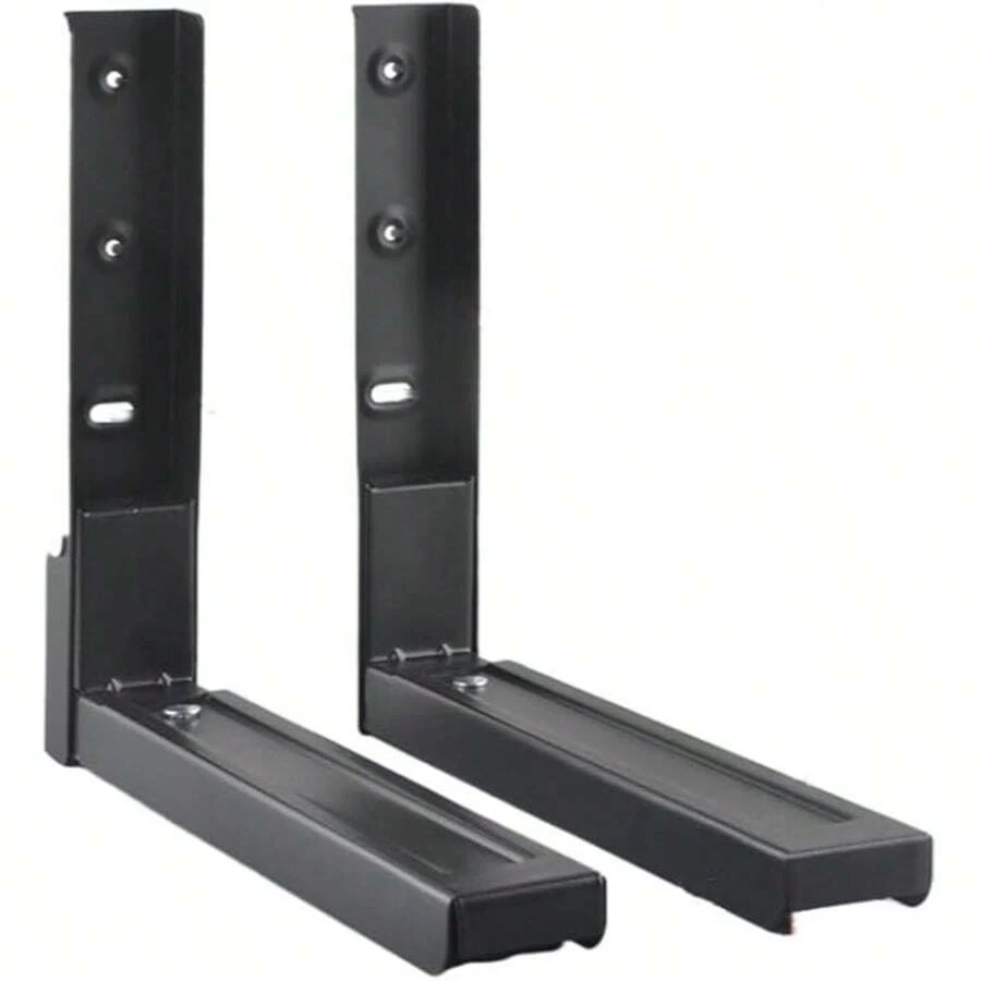 STARLEY-Soporte Pared Universal para Microondas, Extensible con 2 Brazos, Escuadras Plegables, Blanco, Ajustable 28/45.2x23.2x4.7cm hasta 30kg - Negro - Ver 1