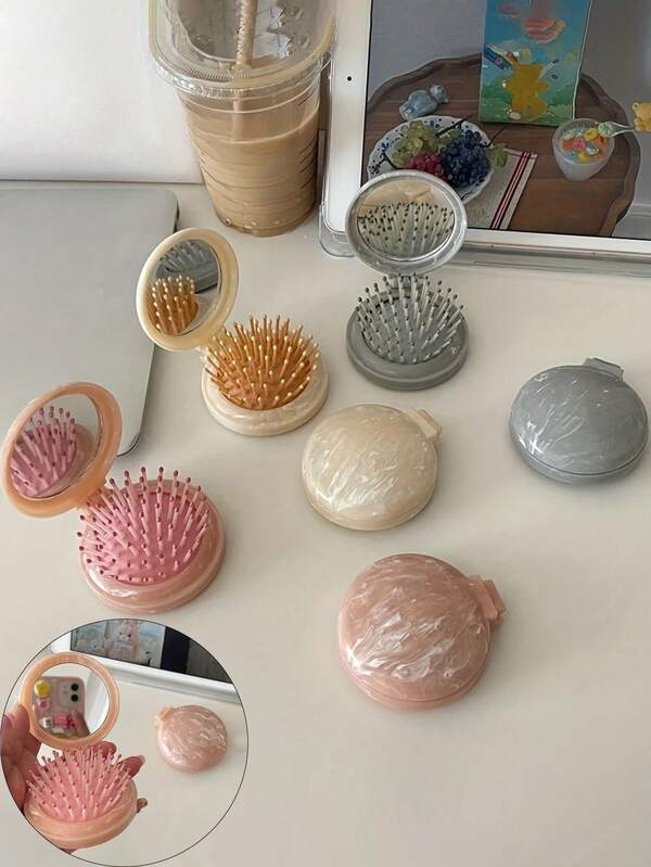 Marble Massage Comb, Hair Brush With Mirror, Lightweight Travel Comb, Portable Folding, Makeup Brush, Beauty Bag, Suitable For Styling And Massage, Abs Plastic, Suitable For Women, Must-Have For Going Out, Travel Accessories. Summer Travel Essentials Workout School Supplies Camping Holiday Essentials Vacation Cruise,Back To School,Travel Holiday Essentials,Hair Accessories For Women,Brush,Hair Brushes,Edge Brush,Brush Hair,Hair Comb,Comb Hair,Detangling Brush,Ball Brush,Mini Hair Brush,Hair Brush Set,Wooden Comb,Hair Brush, Brush, Comb, Slick Back Brush, Hairbrush, Edge Brush, Brush Hair, Hair Comb, Hair Brush Set, Comb Hair, Mini Hair Brush, Detangling Brush, Hair Brushes, Hair Products, Hair Tools, Hair Stuff, Hair Care, Curly Hair Brush, Barber, Barber Accessories, Hairdressing Equipment,Travel Essentials,Hairstyle,Hairdressing
