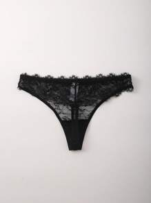 Conjunto de lencería sexy para mujer en color negro, sujetador sin cable y tanga de encaje de talle bajo