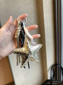 Pendentif Pentagramme doré, accessoire porte-clés Sweet Love, artisanat fait main, cadeau mignon pour les voyages, les vacances, la décoration de sac de mode Y2K, convient aux jeunes garçons, filles, étudiants, Fête des mères, Pâques, accessoires de voiture pour femmes