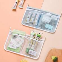 1pc Fridge Storage Mesh Hanging Basket, Multipurpose Kitchen Organizer Bag With Double Compartment - Multicolor - View 4