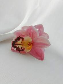 1/2 件优雅女士仿真兰花发爪夹，简约时尚发饰，适合发髻，适合日常外出、旅行、度假、海滩配饰秋冬发夹女士发饰