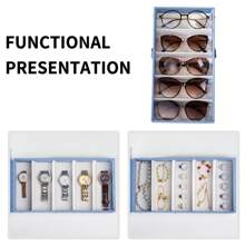 5-Compartment Luxury Oxford Cloth Standing Storage Box, Multi-Functional Large Capacity, Unisex Design! Organize Glasses, Jewelry, Hair Accessories, Watches, Keep Space Neat And Clear, Multi-Compartment Design For Better Classification, Bid Farewell To Clutter, Minimalist High-End Aesthetic Storage Solution