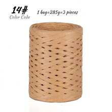 285g Raffia Yarn, Handmade DIY Knitting Bamboo Fiber Paper Yarn, Colored Bundling Ropes For Gift Box, Used For Making Summer Sun Hats, Slippers, Storage Baskets, Bags, Hanging Decorations And More. 1 Bag = 285g = 3 Pieces