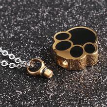 Collar relicario para cenizas de mascotas, colgante en forma de huella y urna, color dorado. - Dorado - Ver 7