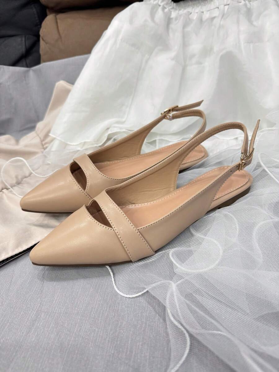 Elegant Girls' Flat Shoes, Simple Design Suitable For Teenage Casual, Daily And School Wear, Versatile - Apricot - View 1