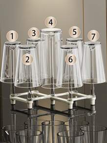 Taza invertida para drenar, puede sostener 7 tazas, escurridor plegable y fácil de transportar, accesorio para escurrir tazas de agua y café, escurridor invertido, estante de almacenamiento, taza de almacenamiento, estante colgante, función simple invertida y ajustable, escurridor de platos, se adapta a diferentes formas y necesidades de tazas, tanto tazas altas como cortas están disponibles, fácil de limpiar, sin grietas, adecuado para restaurantes/cocinas/bares