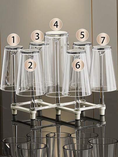 7잔을 수납할 수 있는 거꾸로 된 드레인 컵, 접이식으로 휴대가 쉬운 드레인 랙, 물컵과 커피컵을 위한 드레인 인공물, 거꾸로 된 랙, 수납랙, 수납 컵, 행거 랙, 간단한 거꾸로 된 조절 기능, 식기 랙, 다양한 컵 모양과 요구사항에 적합, 높고 낮은 컵 모두 사용 가능, 세척이 쉬움, 균열되지 않음, 식당/주방/바에 적합