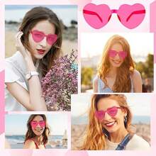 1 Pieza/6 Pares/8 Pares de Gafas con forma de corazón, Gafas de moda sin marco con forma de corazón para mujer, de colores neón, gafas con forma de corazón, gafas hippie con forma de corazón, gafas de disfraz vintage, colores mágicos, gafas de fiesta, gafas de disfraz vintage, set de regalo de caja de gafas transparentes de colores con forma de corazón para fiestas
