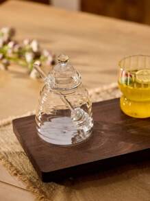 Cirelle 1 borcan de miere cu lingură și capac, vas de miere din sticlă cu 17 compartimente în formă de fagure, potrivit pentru bucătăria de acasă, restaurant, cafenea, articole esențiale Rama Kitchen, utilizare în bucătărie, consumabile pentru restaurante de înaltă calitate, cadou de casă nouă, utilizare la petreceri, cină în familie, utilizare la ceaiul de după-amiază