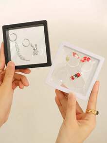 10pcs Transparent PE Film Jewelry Display Cases, Anti-Oxidation Jewelry Storage Boxes, Floating Frame Jewelry Organizers, Portable Jewelry Containers For Pendants, Necklaces, Bracelets, Rings, Coins, Earrings, Medals, Specimens, Bedroom, Living Room, Bathroom, Home Decor, Birthday, Easter, Mother's Day Gifts Summer Storage Organizer Gift Back To School