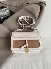 Túi xách nữ thời trang, túi đeo chéo đa năng kiểu dáng mới, phong cách thường ngày, thiết kế phối màu, túi vuông nhỏ gọn, dây đeo rộng, phù hợp cho các bữa tiệc, hẹn hò, đi học, hoạt động ngoài trời và là một món quà tuyệt vời. - trắng - Xem 8