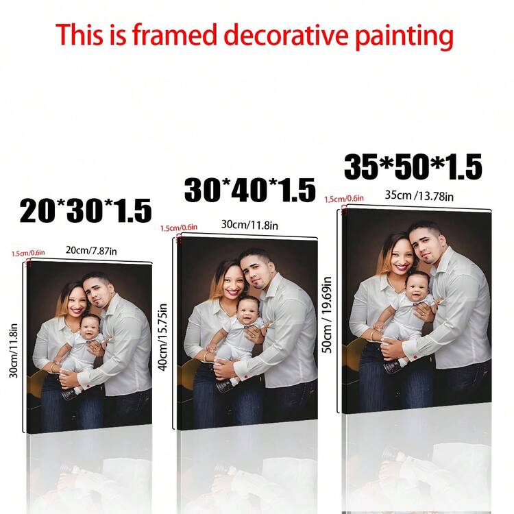 1Pc Customizable Framed Canvas Art Photo Print For Home Decor - Personalized Wall Hanging With Pine Wood Frame For Living Room, Bedroom, Home Office - Fashion-Themed Art Print For Anniversary, Pet, Couple Canvas Wall Art, Optional Frame, Multi-Functional, Ornamental, Tea Room, Home, Garden, Office, For Anniversaries, For Valentine's Day, For Mother's Day, For Birthdays, For Father's Day, For Graduation, For Weddings, For Housewarming,Xmas Decoration,High-Quality - Multicolor - View 3