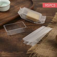 95个装塑料包装袋，适用于饼干、布朗尼、迷你蛋糕，透明热封袋，带托盘