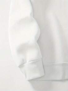 Sweat-shirt-shirt imprimé unisexe avec épaules superposées, pull ample à manches longues et col rond décontracté pour hommes en automne et hiver, vêtement quotidien pour hommes - Blanc - Voir 3