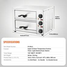 Electric Pizza Oven For Countertops, 12-Inch, 1700W, With Temp Control & 0-120 Min Timer, Even Baking Technology & Easy Clean Crumb Tray, Ideal For Both Commercial & Home Kitchens - Double Layer Triple Knob - View 7