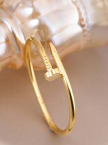 3pcs Fashion 18K Gold Plated Stainless Steel Four-Leaf Clover Nail Bracelet, Suitable For Women's Party, Daily Wear, European And American Style, Personalized, Generous, Luxury Cubic Zirconia Wristband, Wedding Jewelry Set, Gift For Girls, Women, Relatives, Friends, Beautiful Wedding, Birthday, Valentine's Day, Mom, Mother, Mother's Day, Gift