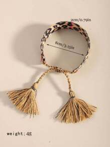 3 Stück/1 Stück bohemische, einfache und modische Leoparden-Muster gewebtes Handband für Frauen, vintage handgewebtes Quasten Handband, geeignet als Geschenk für gute Freunde