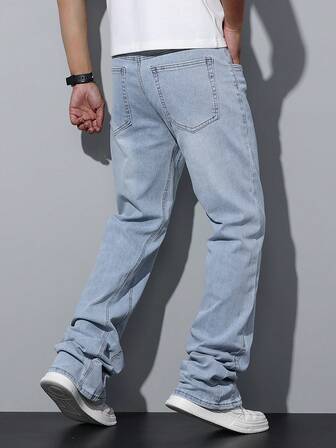 Stretchiga skinny extra långa jeans, casual street fashion, tvättade bomullsjeans med utsvängda ben och snedställda fickor