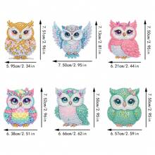 6pcs Diamond Art Refrigerator Magnets, Colorful Owl Diamond Painting Decor DIY Diamond Painting Magnet Set For DIY Crafts Gifts Fridge/Mailbox Decoration