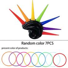1PC Inflatable Hat Ring Toss (Includes 7PCS Rings In Random Colors.), Punk-Style Inflatable Hat, Easter Party Decoration Prop, Cosplay Costume Accessory, Pool Party, Music Party - Random Color - View 4
