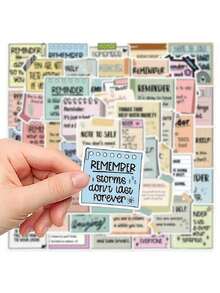 50pcs Inspirational Quote Stickers - Waterproof, Matte Finish For Laptops, Guitars & Journals - Multicolor - View 13