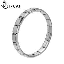 JICAI BISUTETIA Pulsera de acero inoxidable ,pulsera italiana , pulsera de moda elástica unisex , joyería versátil y con estilo personalizada - Oro rosa - Ver 9