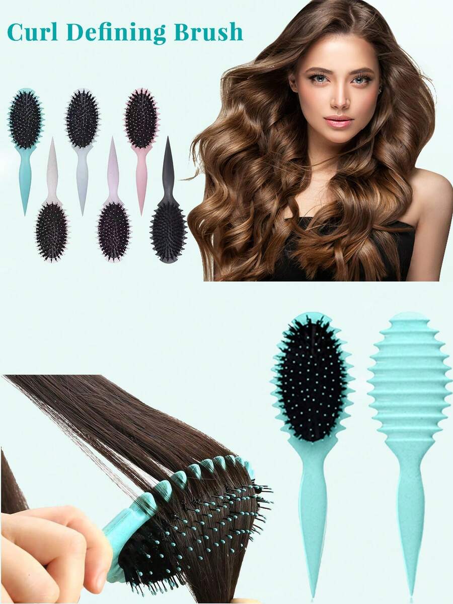 卷发定型发刷 - 气垫防毛躁梳，适合卷发，抚平凌乱的头发并增强卷发效果，非常适合居家和旅行使用