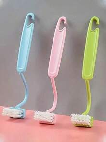 1 pieza Cepillo de baño en forma de V sin ángulos muertos: Cepillo de baño en forma de V, cepillo de baño pequeño, herramienta de limpieza de baño, se puede girar para adaptarse a inodoros curvos y colgar en la pared para la limpieza del hogar - Multicolor - Ver 9
