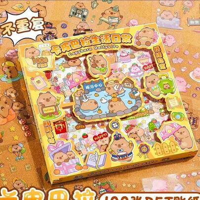 Adesivos para contas manuais crianças DIY chaveiro caixa com 100 carteras(Sem repetição) à prova água2101