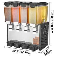 Commercial Beverage Dispenser, 4 Tanks 10 L / 10.6 QT Per Tank Juice Dispenser, 430W Stainless Steel Ice Tea Drink Machine With 45°F-54°F Cooling Temperature, For Cold Drink Restaurant Bar Party - 4 Tanks, 10 L / 10.6 QT Per Tank - View 10