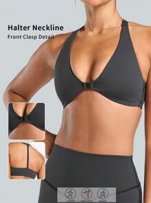 6pecil Schicker Sport-BH mit Haternacken und Frontverschluss, verstellbaren Rückenträgern, weichem, hochwertigem Material, bietet Komfort und Unterstützung für Fitness, Yoga, Laufen und lässiges Tragen
