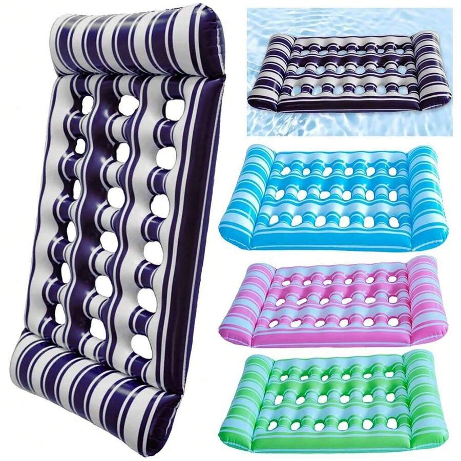 1 pieza flotador inflable con agujeros impresos, hamaca reclinable, flotador inflable para piscina, artículos esenciales de playa, accesorios de playa. - Multicolor - Ver 1
