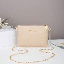 Damen neue modische wellenförmige geprägte Kette Umhängetasche, S-Logo Metall Umhängetasche, Clutch, Kuvert Tasche, mit Sicherheitsreißverschluss abnehmbarer Trageriemen Handtasche